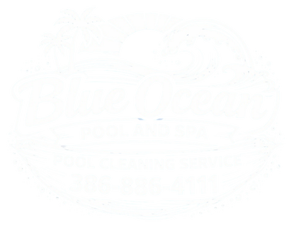 Logo for Blue Ocean Pool and Spa Cleaning Service. 386-886-4111