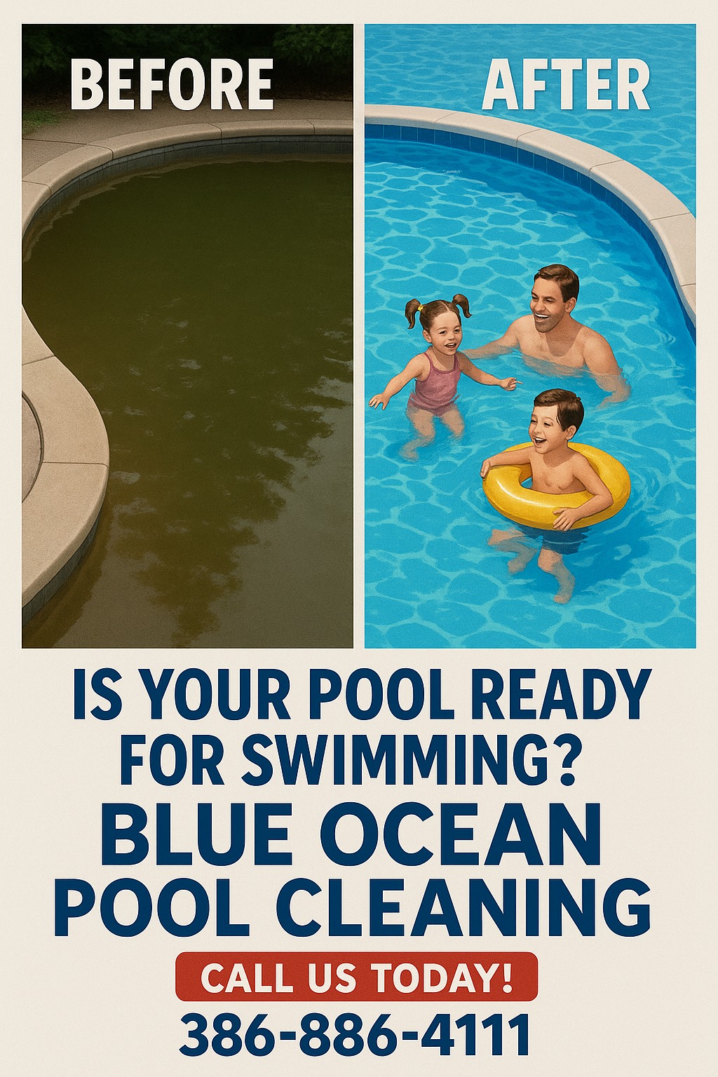 Blue Ocean Pool and Spa Cleaning Services Before and After Swimming Pool